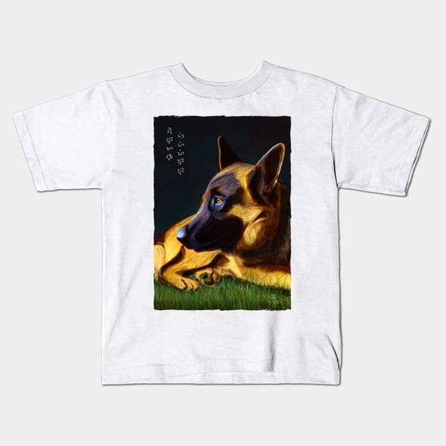 German Shepherd - White Kids T-Shirt by Thor Reyes